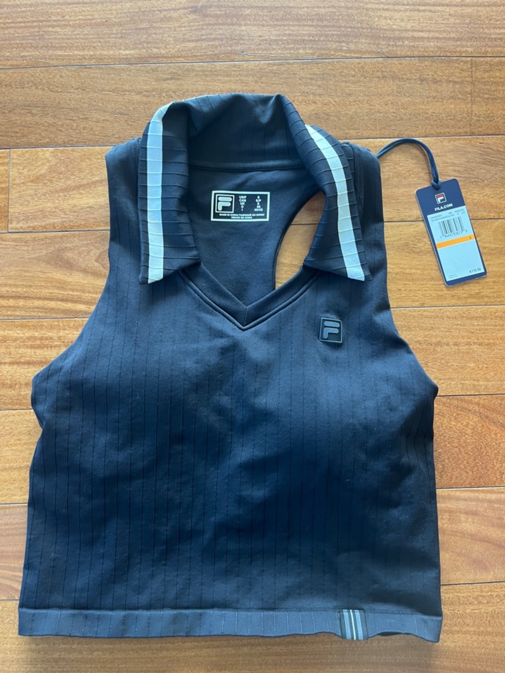 Fila Challenger Black Crop Polo Tank and Pleated Tennis Skort Set XS S - Picture 3 of 6